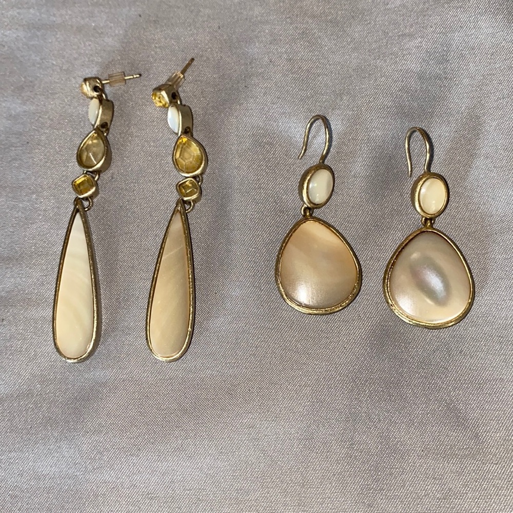 2 pairs of Ivory crystal earrings